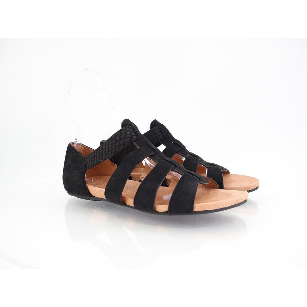 Gentle Souls Lennon Sandals Womens Size 10 Black Leather Gladiator Slip on Flats